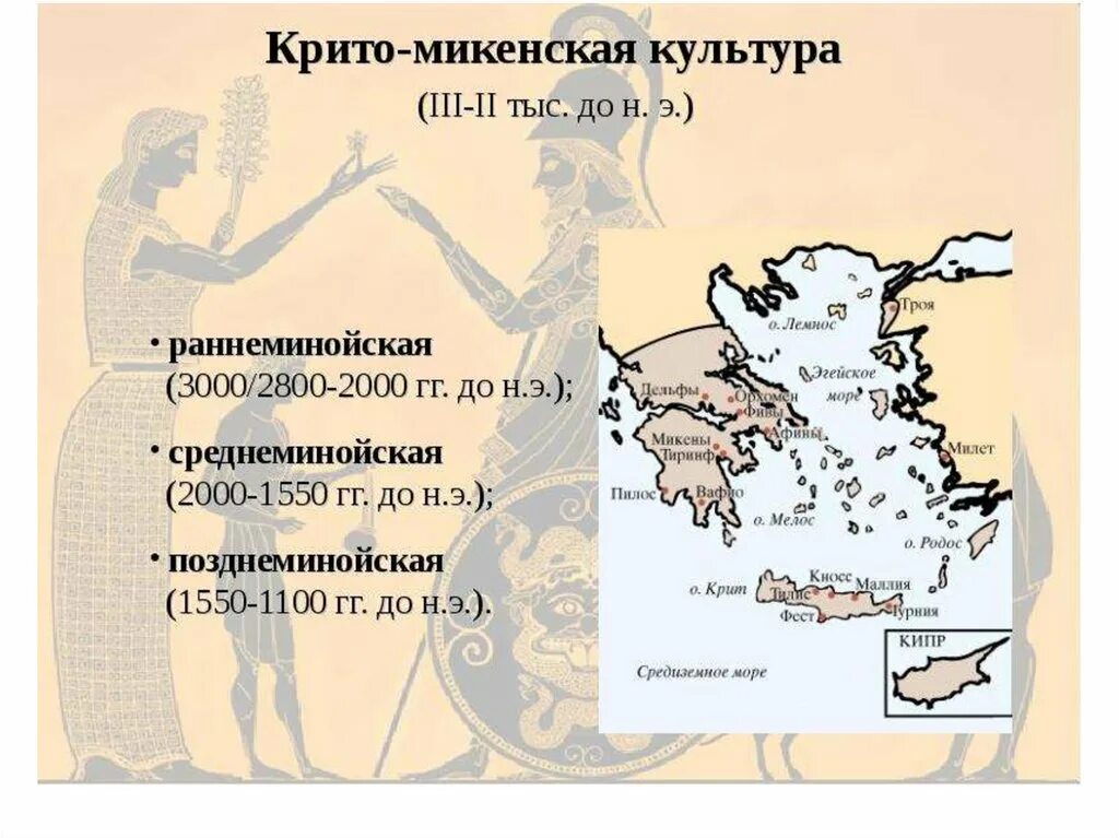 Крупнейшие центры минойской и микенской цивилизации