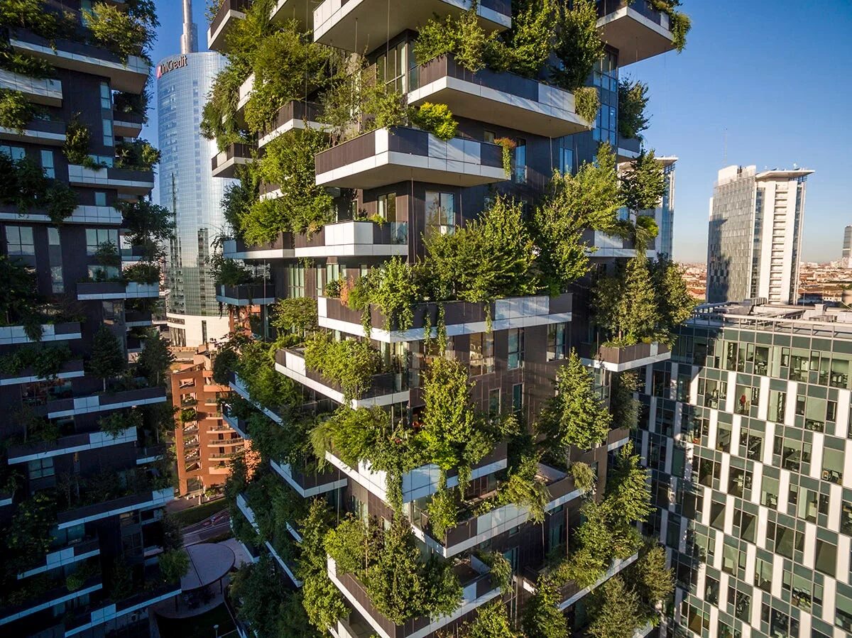 Небоскребы Bosco verticale («вертикальный лес»). Небоскребы Bosco verticale в Милане.