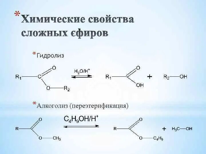 Схема гидролиза белка. Изоамилацетат гидролиз. Ацидолиз сложных эфиров. Переэтерификация ацидолиз.