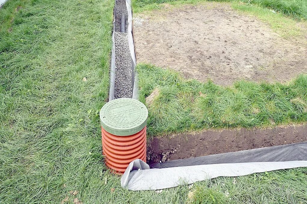 Дренажная канава на участке. Дренаж на садовом участке. Колодец для дренажной системы. Водоотводная траншея. Ливневка система водоотведения.