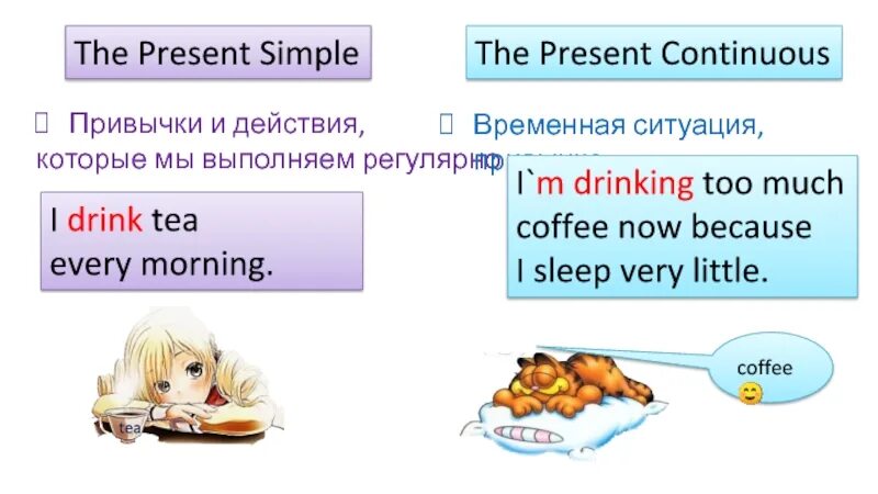 He drink present simple