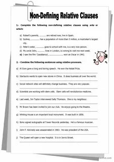 Defining non defining relative clauses exercises