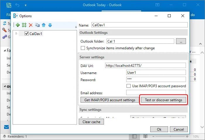 Outlook sync. Outlook sync