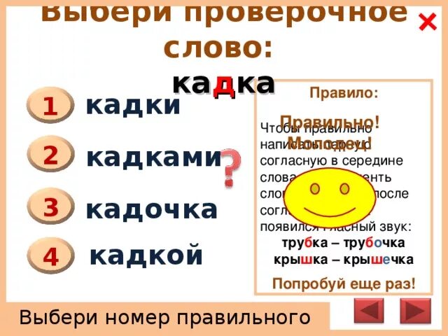 Кадка проверочное слово