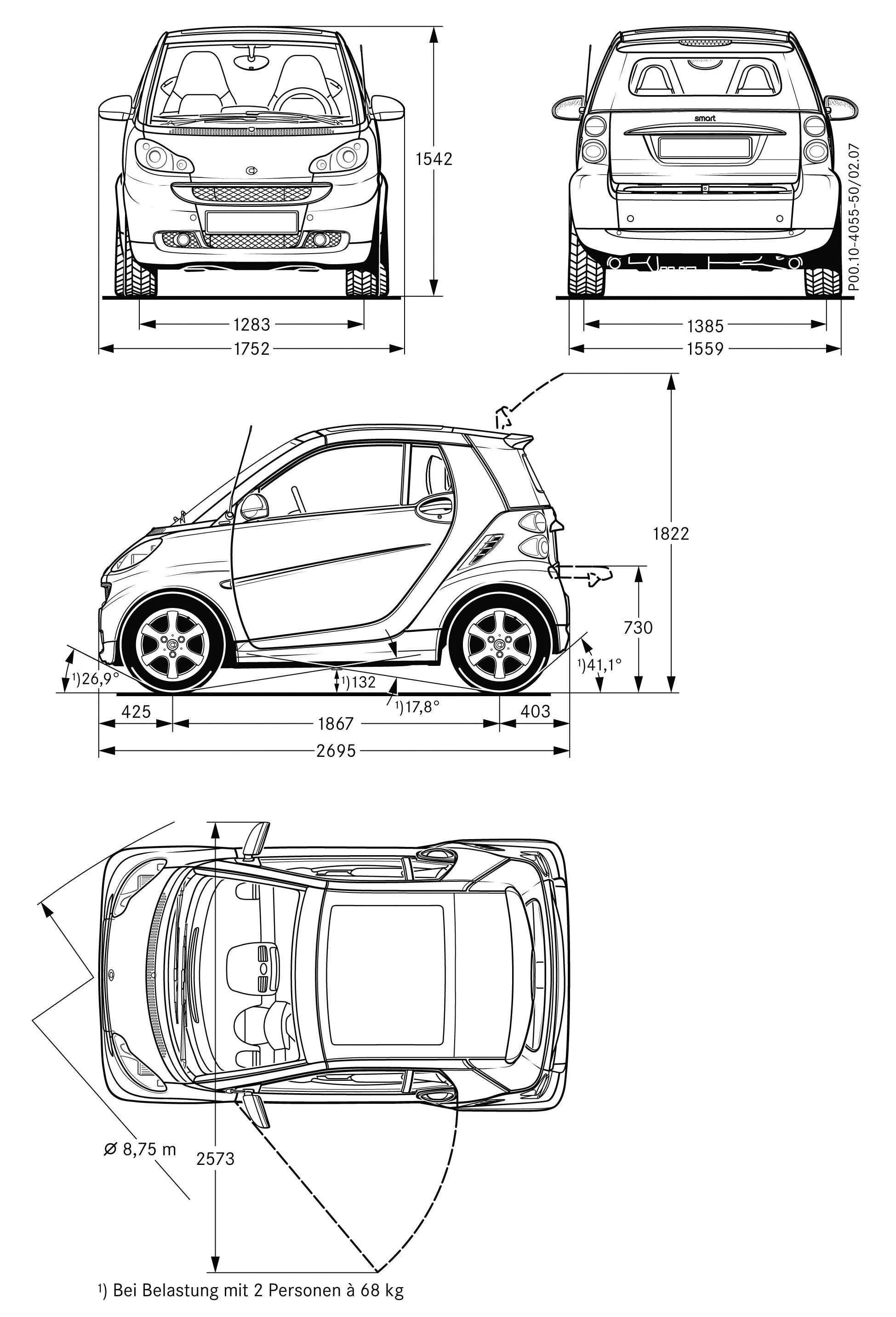 Smart fortwo ii (451). Размеры smart. Car smart fortwo 2015 blueprint. Smart fortwo 451 blueprint. Мерседес смарт габариты.