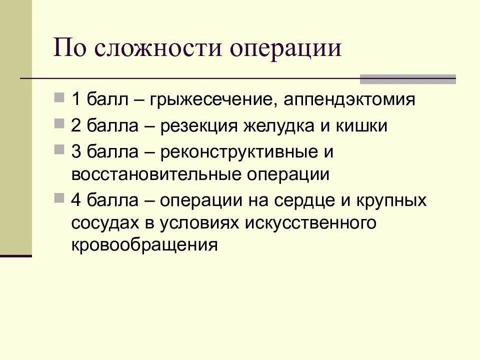 Степень сложности операции