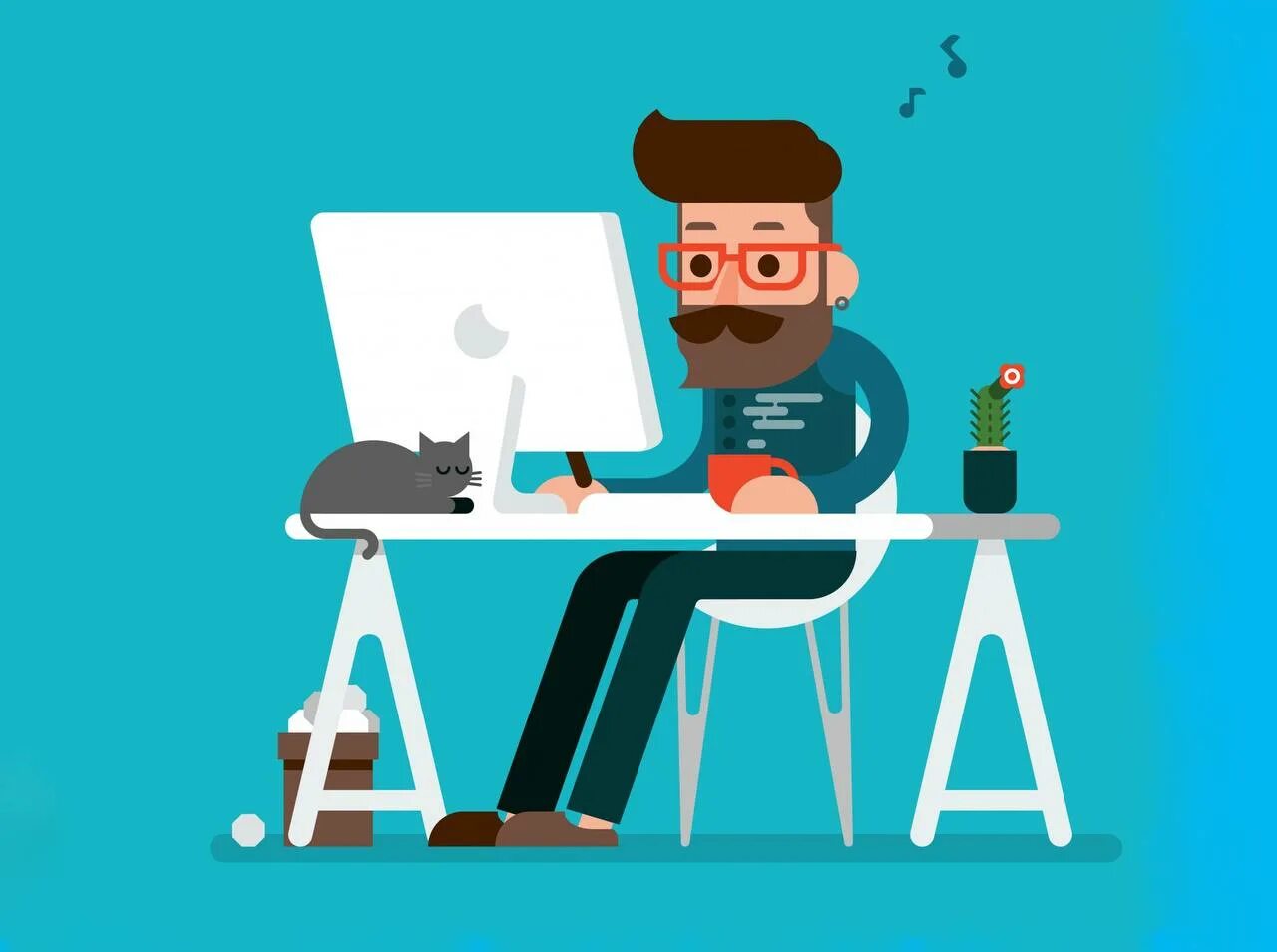 Рабочее место гейм дизайнера. Стол с компьютером рисунок. Программист арты. Ава для фрилансера. Стол мультяшный.