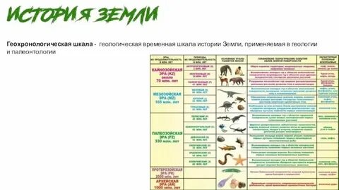 Эры и периоды география 8 класс таблица