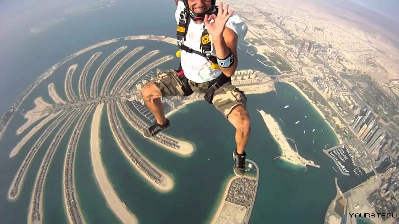 СКАЙДРАЙВ Дубай. Скайдайвинг Дубай. Skydive Dubai Пальма. Прыжок с парашютом в Дубае.