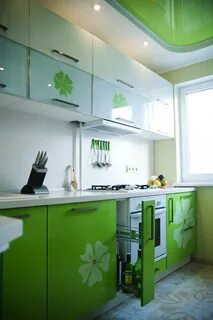 Зеленая кухня в квартире