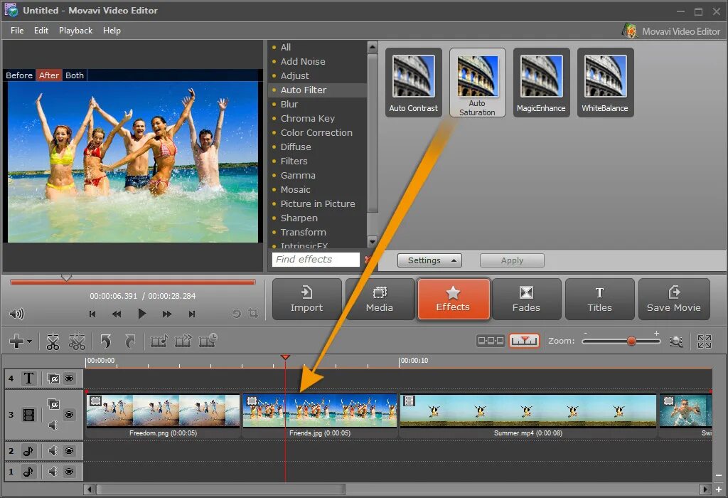 Movavi video editor эффекты