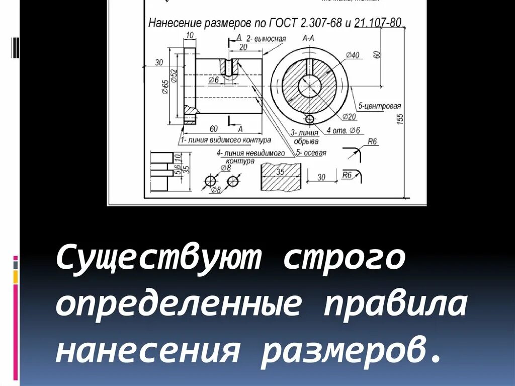 Размеры на чертеже определение Упрощенное обозначение отверстий на чертежах гост Фото подборки 2