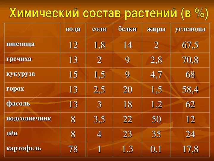 Химический состав таблица. Химический состав растений. Химический состав растений таблица. Макадамия жиры белки углеводы. Горох это углеводы или белки