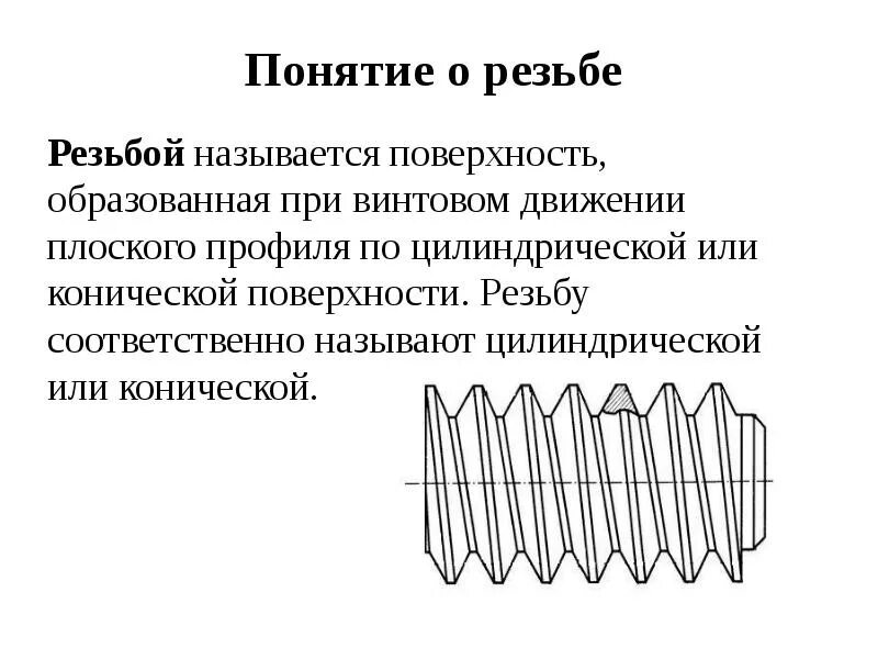 Какие элементы резьбы. Понятие о резьбе. винтовая поверхность резьбы. понятие о резьбе и основные элементы резьбы. коническая или цилиндрическая резьба.