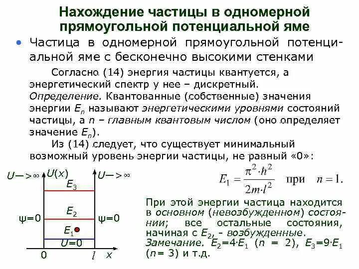 Потенциальный ящик. Одномерная прямоугольная потенциальная яма. Волновую функцию частицы в потенциальной яме для основного состояния. Частица в одномерной потенциальной яме. Частица в одномерной прямоугольной потенциальной яме.