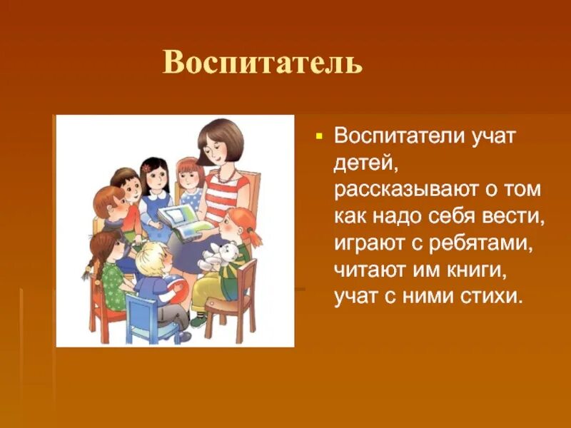 Дети описывают маму. Профессия воспитатель. Проект профессия воспитатель. Профессия воспитатель для детей. Профессия воспитатель презентация.