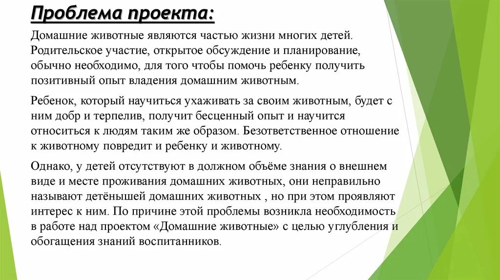 Проблемы владения. Проблема проекта. В чем актуальность проекта про домашних животных.