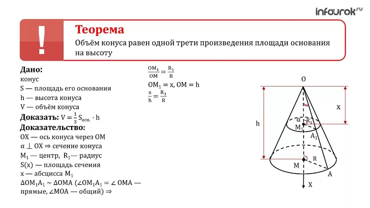Объем конуса с двумя основанием. Объем конуса доказательство теоремы. Формула объема конуса через диаметр. Объем усеченного конуса доказательство. Объем конуса доказательство.