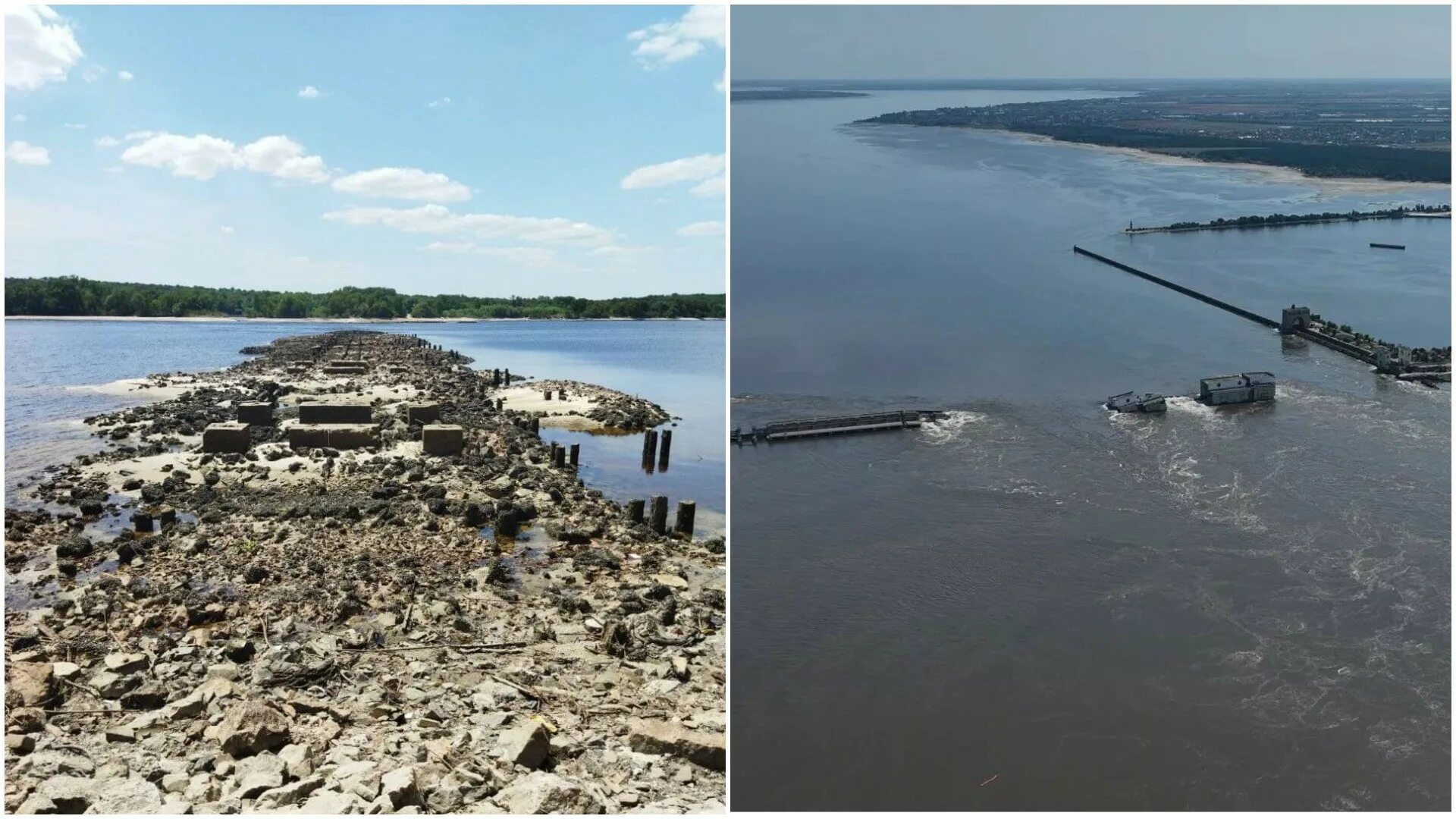 Водохранилище. Каховское водохранилище. Водохранилище до и после. Временный мост.