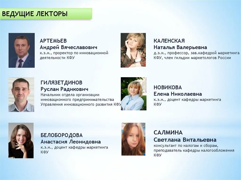 Список лекторов. Список лекторов
