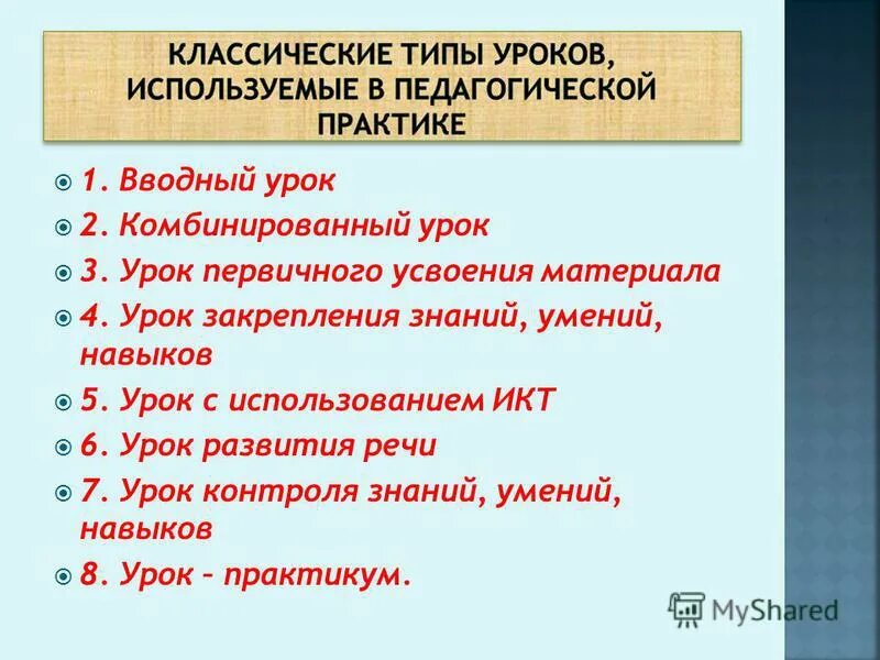 урок закрепления знаний умений навыков