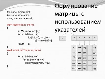 Сформировать матрицу