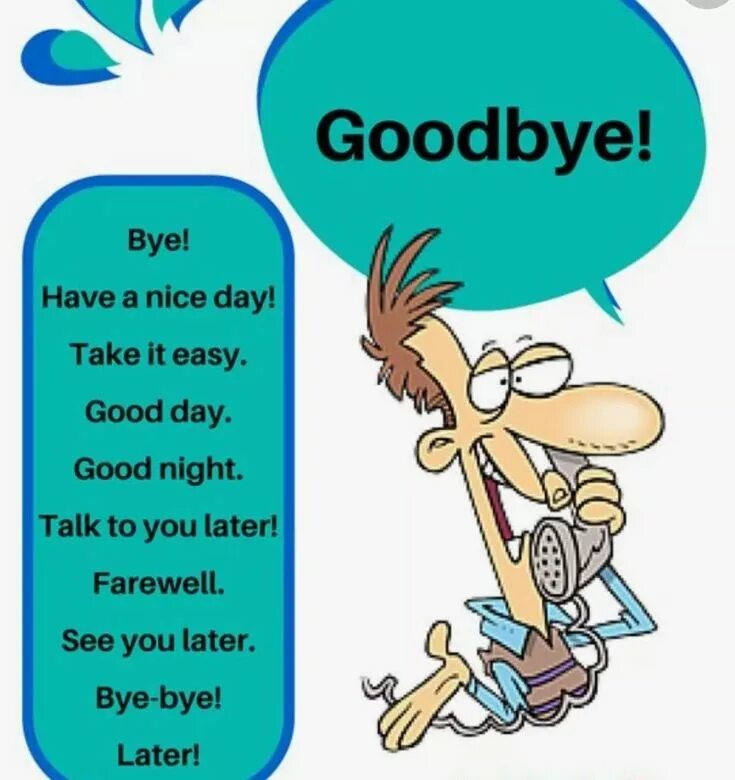 Ways to say Goodbye. Goodbye in English. Goodbye phrases. Farewells in English.