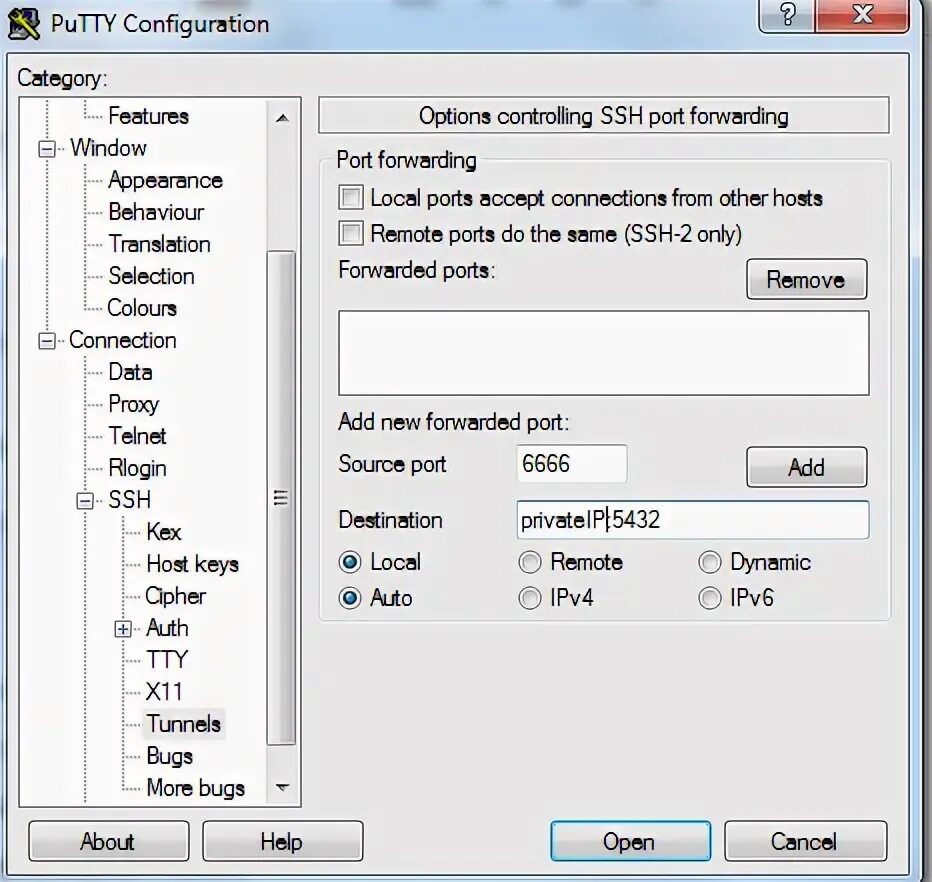Postgresql 5432 port password. Переадресация портов ssh. postgresql port. putty remote forward. порт через putty.