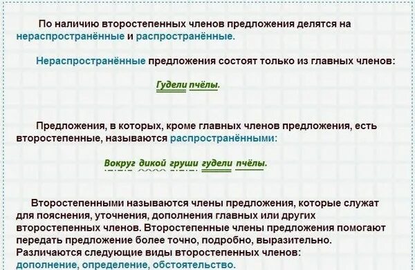 Пример распространенное просто. Распространенное предложение с второстепенными членами. Распространенные второстепенные чл предложения это.