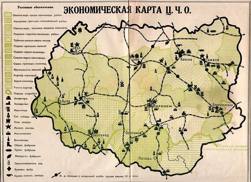 Карта центрального черноземья с областями