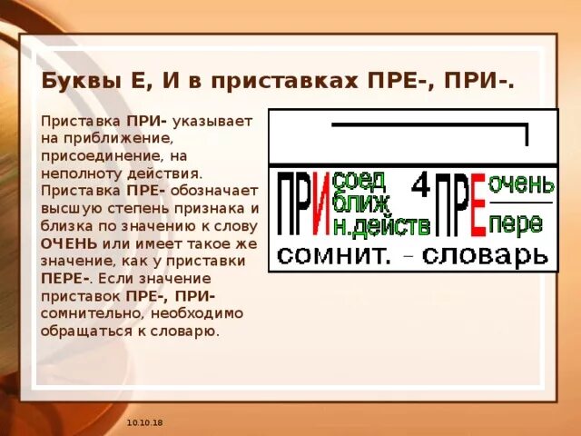 Д т в приставках. Приставки пре и при. Правописание приставок е. Гласные в приставках пре. Буквы е и и в приставках пре- и при-.