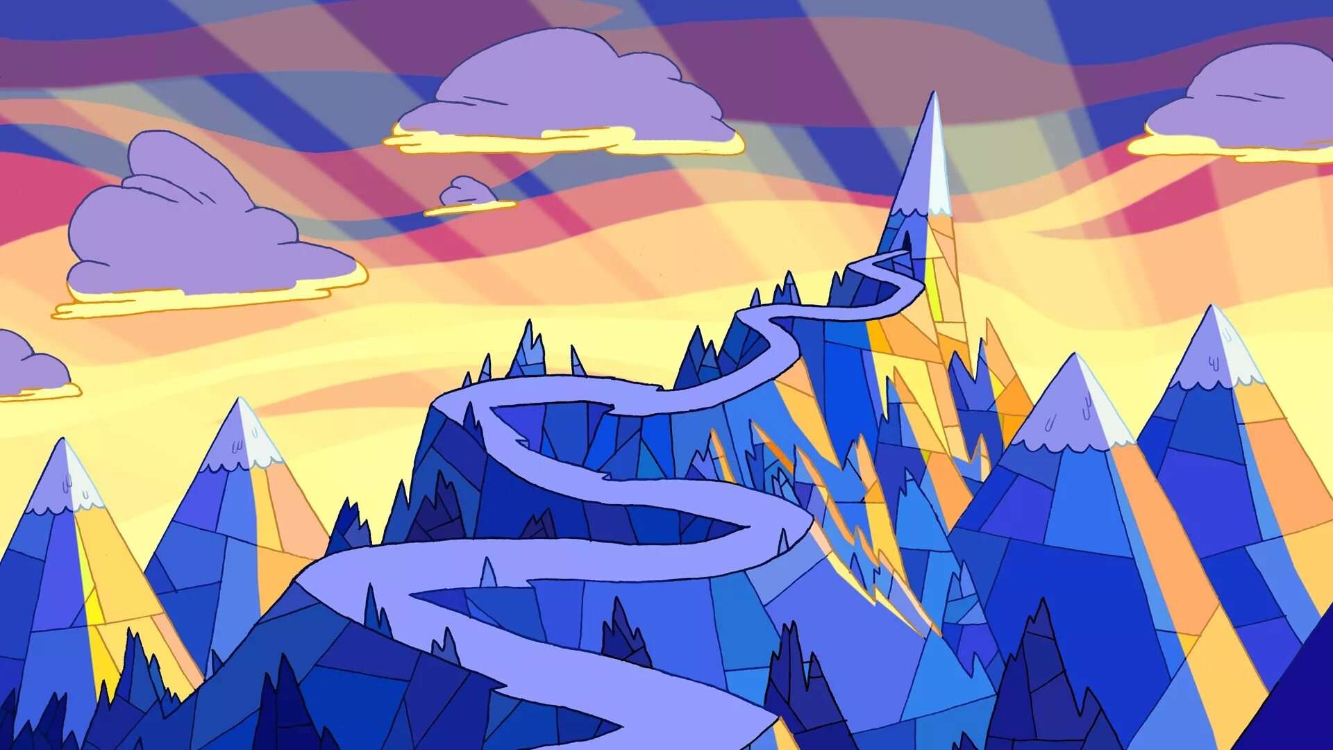 Adventure time Ледяное королевство. Снежное королевство время приключений. Бэкграунд адвенчер тайм. Горы из мультика. Bryns adventure