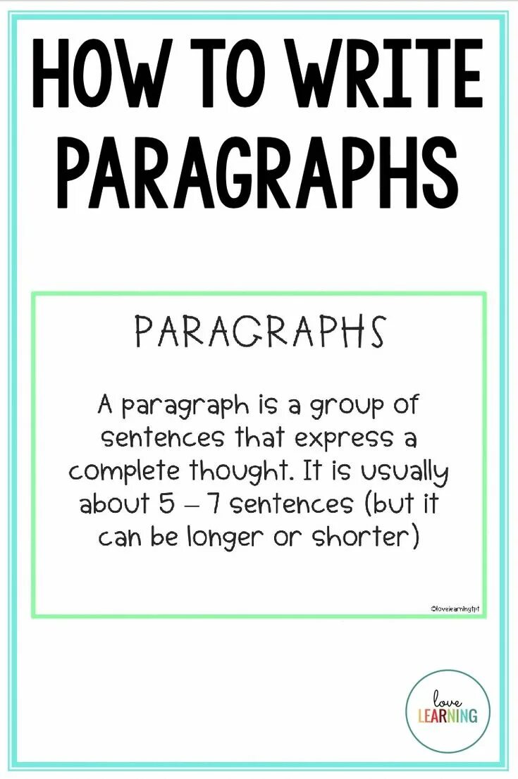 Write a paragraph about what you like. Paragraphs.