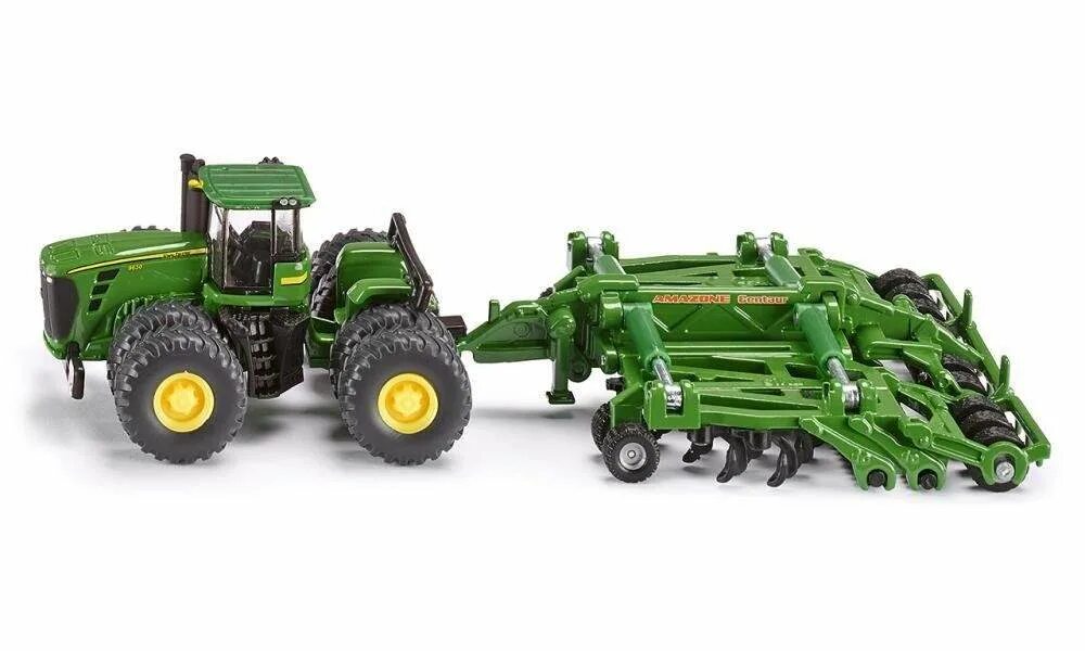 John Deere трактор siku. Трактор John Deere 9630. Siku трактор John Deere 9630 c прицепом-культиватором Amazone. Модель тракторов Siky Gohn Deer.