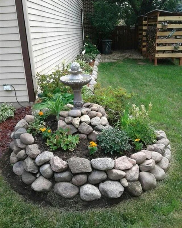бордюр для клумбы из камней Stone flower beds, Diy garden, Flower garden design