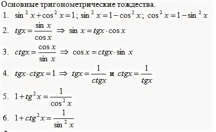 Основные тригонометрические тождества формулы и примеры. Формулы основных тригонометрических тождеств 10 класс. Основные тождества тригонометрии. Основное тригонометрическое тождество формулы. Уроки геометрии 8 класс основное тригонометрическое тождество