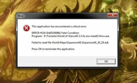 Sirus error 134 0x85100086 fatal condition. Sirus error 134 0x85100086 fatal condition