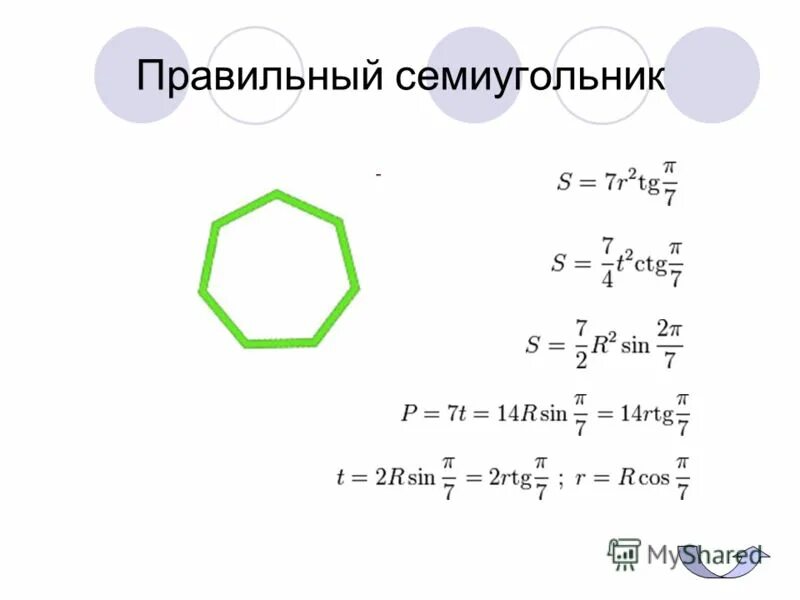 соседние вершины многоугольника. периметр восьмиугольника формула. правильный семиугольник угол. площадь правильного семиугольника. построение семиугольника.