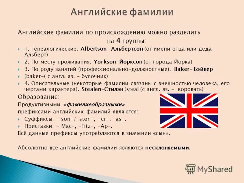 Популярные английские названия