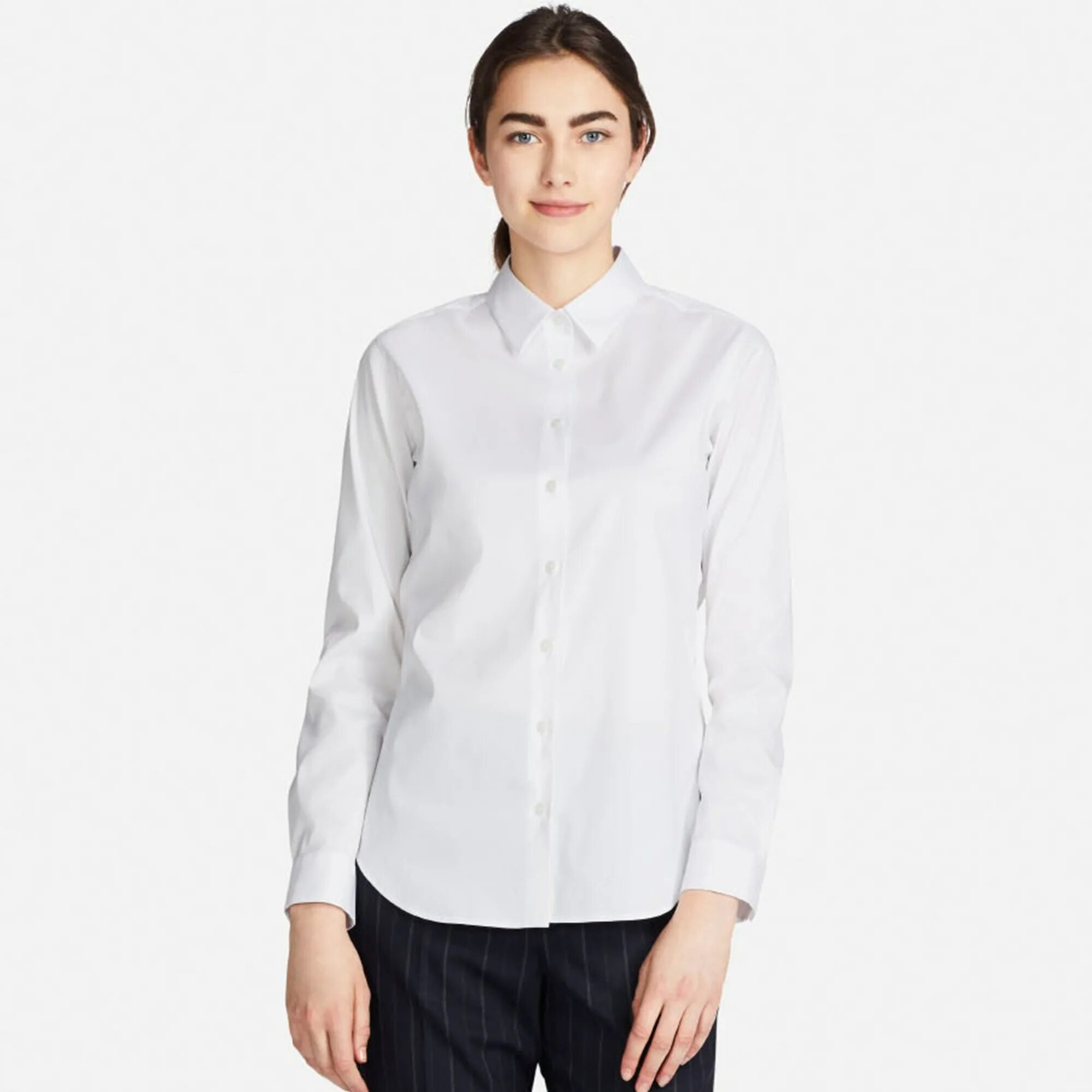 Рубашка из модала. Uniqlo рубашка женская supima cotton. хлопковая рубашка uniqlo. women supima cotton stretch long sleeve shirt. юникло рубашки supima.