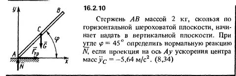 По горизонтальной плоскости скользит стержень