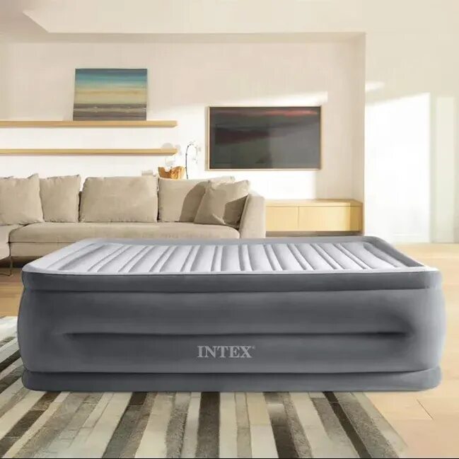 Надувную двуспальную кровать intex. Надувная кровать intex headboard airbed 64448. надувная кровать intex ultra plush. intex 64448 (236х152х86 см). надувная кровать кинг сайз.