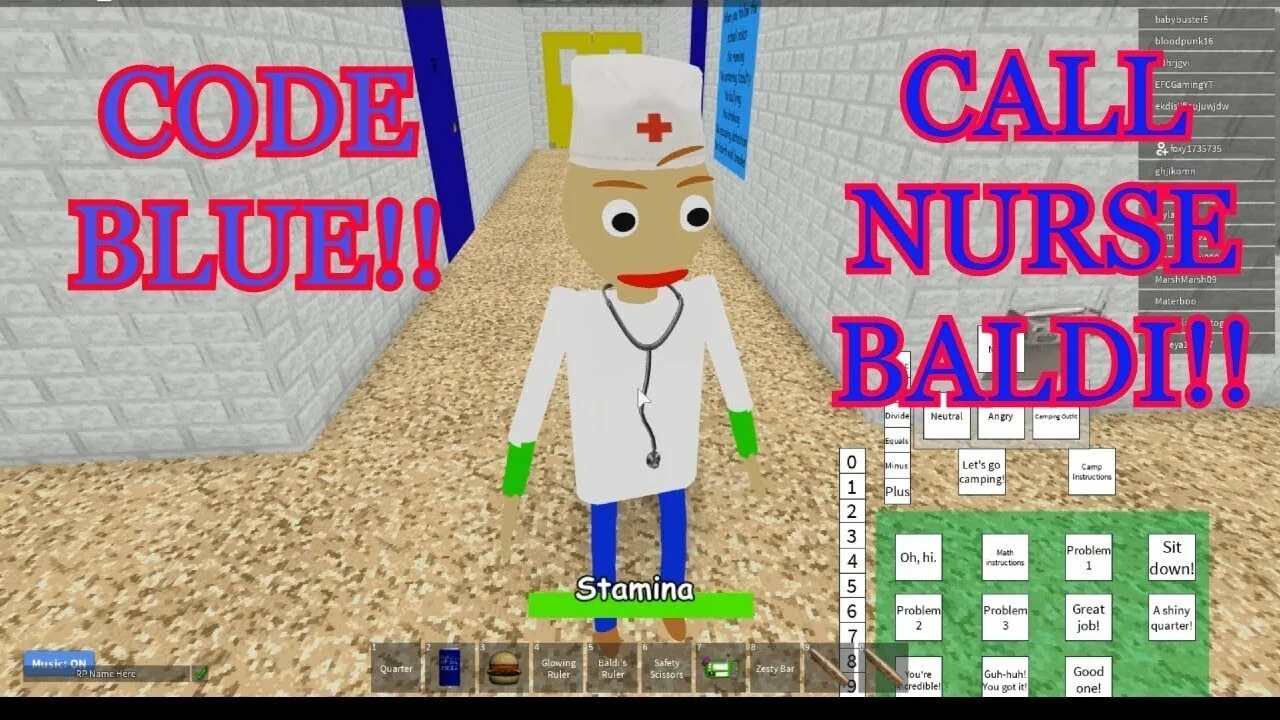 Roblox Basics. Секретные коды БАЛДИ. Roblox nurse. Code Baldi.