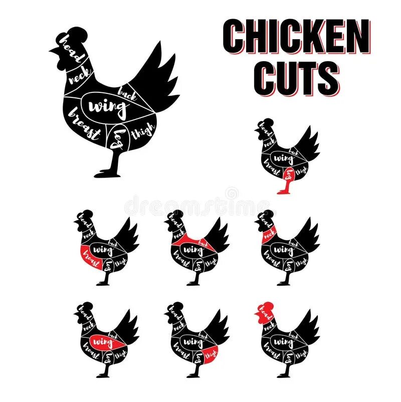 Chicken cuts. Chicken cuts схема. chicken cuts vector.