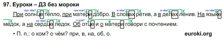 Прочитай поставь вопросы к выделенным словам. При солнце тепло при матери добро в словах ретив а в делах ленив. При солнце тепло при матери добро падежи. При солнце тепло при матери добро упражнение 97. На языке Медок а на сердце ледок.