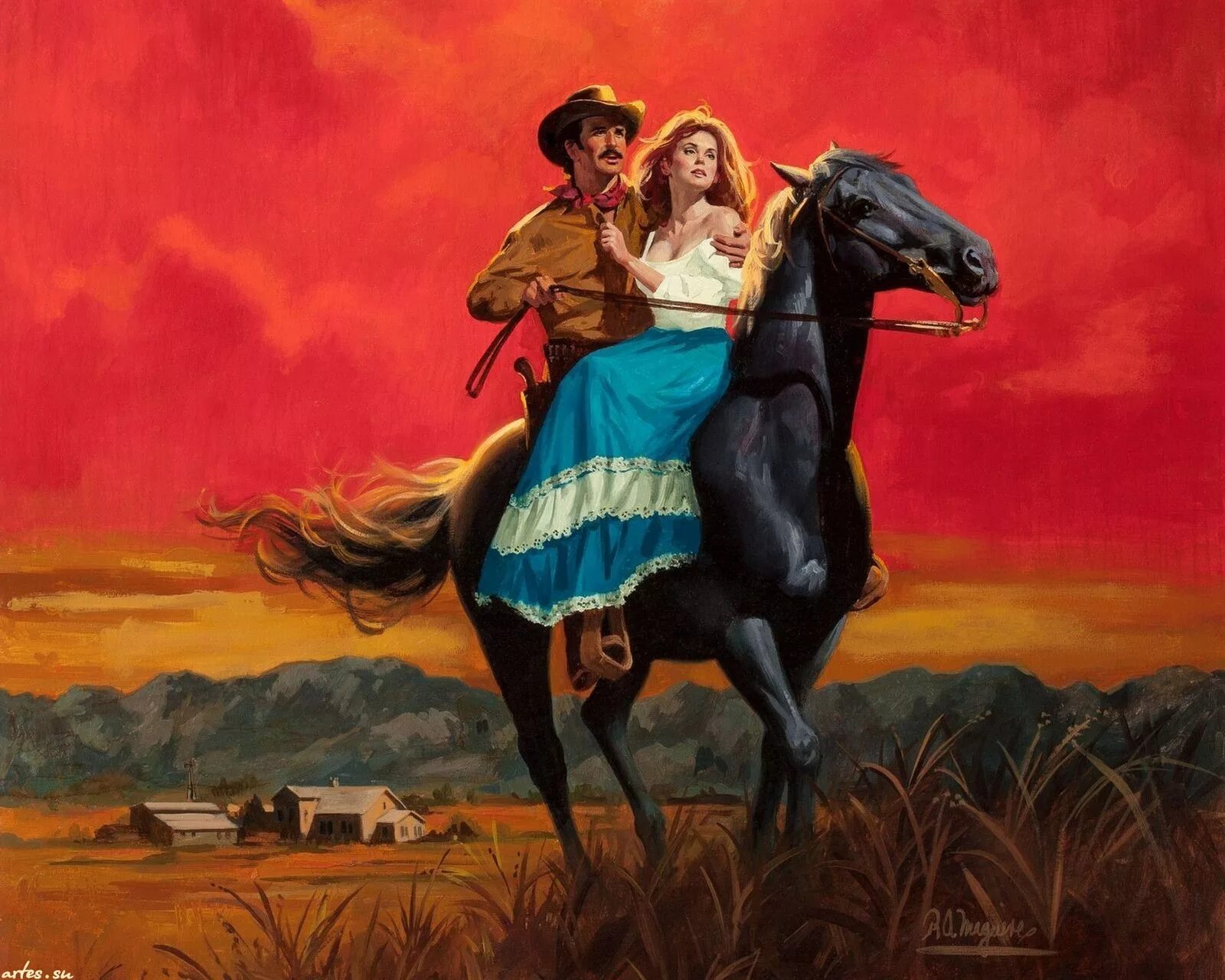 Мужчина и женщина на лошади. Парень и девушка на лошади. Всадник. Романы дикий запад