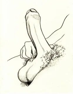 Penis hardon is a pencil drawing of a large cock standing straight up. 