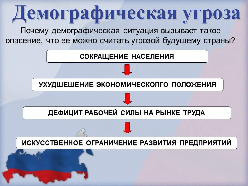 Демографическая ситуация в России. Демографическая безопасность. Угрозы демографической безопасности России. Виды угроз демографической безопасности. Угрозы внутри страны