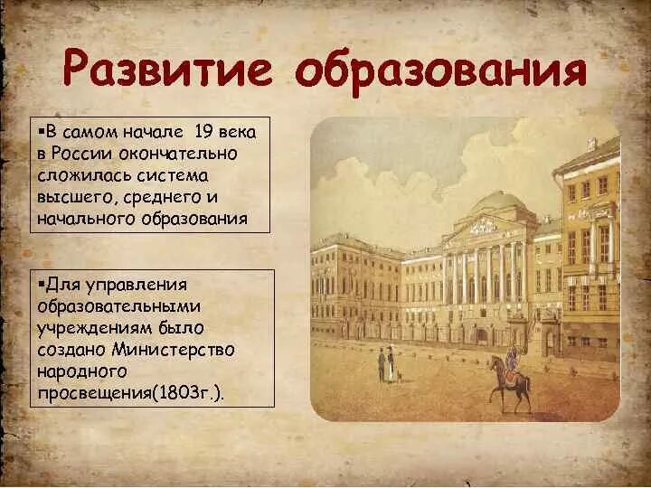 Презентации россия начало 19 века. Образование 1 половины 19 века. Система образования в России в первой половине 19 века. Образовательные учреждения 19 века в России. Система образование в России в первой половине 19 веке.