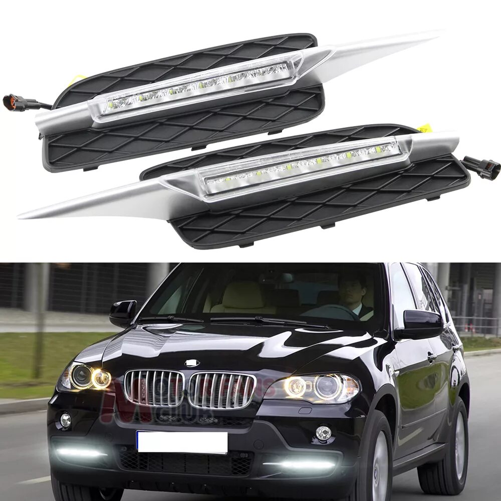 Дхо x. Ходовые огни BMW x5 e70. Дневные ходовые огни x5 e70. Led ДХО BMW x5 e70. Ходовые огни БМВ x7.